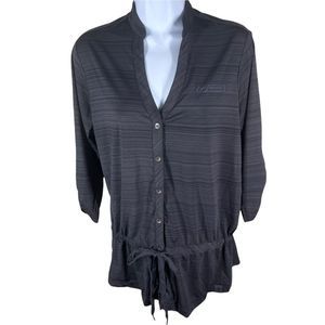 Ogio Womens Sz M Button Down Drawstring Waist 3/4 Sleeve Athletic Top